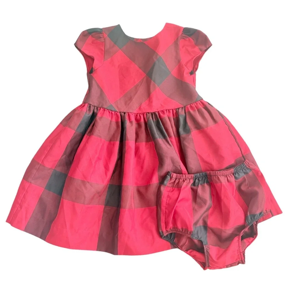 Ralph Lauren Toddler Girls Red Black Plaid Dress with Bloomers 24M Holiday